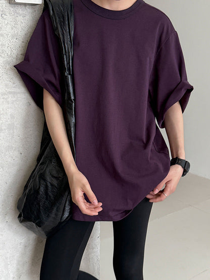 Korean lazy wind curled round neck T-shirt summer new back strap loose short-sleeved top 2711