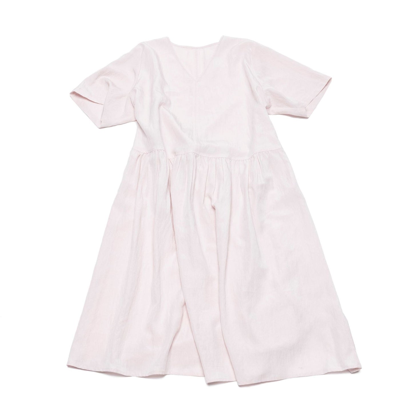 Summer new casual V-neck bamboo Tencel loose split long dress