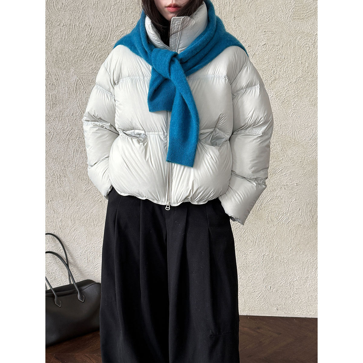 Korean version stand-up collar puff down jacket for women