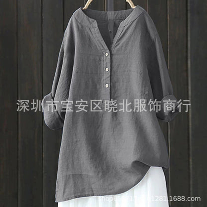 Loose Casual Women's Stand-Up Collar Top Women's Shirt Crew Neck