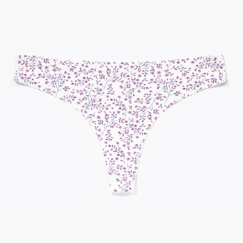 Traceless underwear sticker nylon printing breathable quick-drying low-waist ice silk seamless underwear women