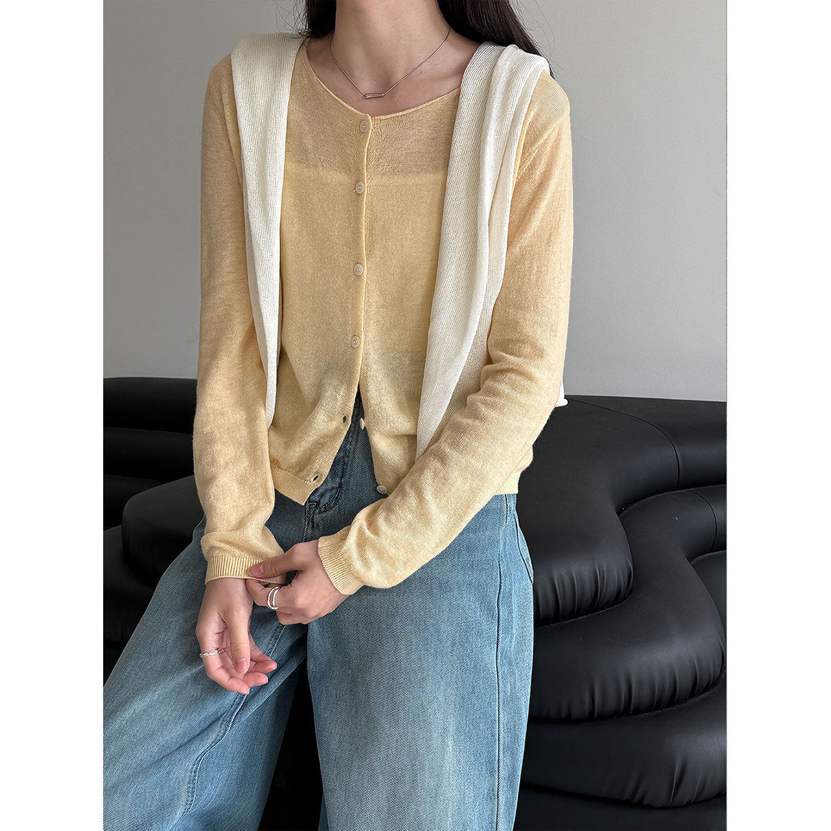 Heavy Industry 100 wool gentle wind soft waxy knitted cardigan women's spring lazy wind sweater