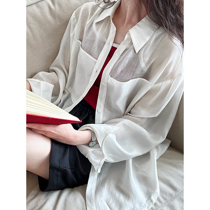 Summer micro-perspective hazy high-end thin cardigan