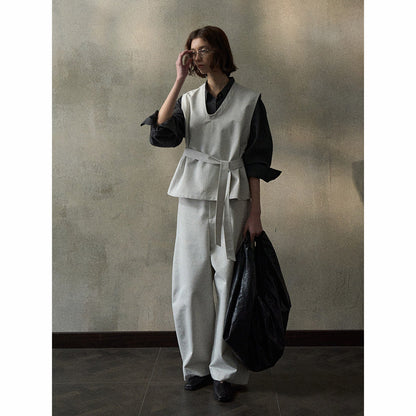 Denim style commuter scimitar pants spring new mid-low waist casual versatile and thin denim