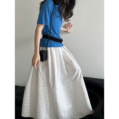Temperament Korean three-dimensional pleated skirt women's early autumn new high-waisted organ pleated A-shaped umbrella skirt 3591