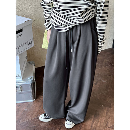 Lazy wind drawstring sports casual pants women's autumn new thin floor pants air layer drape sweatpants