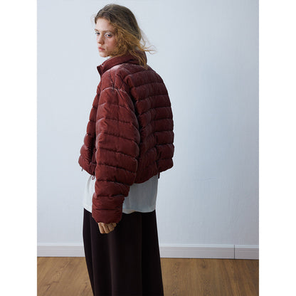 Winter new casual white duck down mulberry silk down stand-up collar down jacket