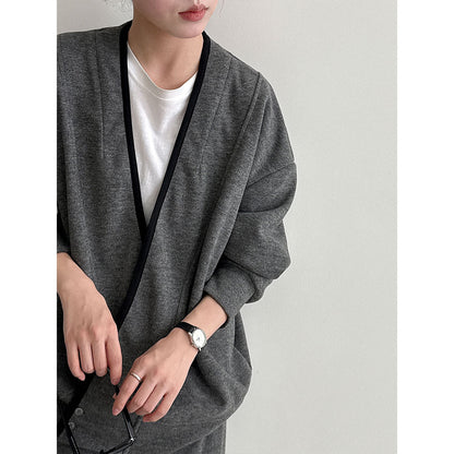 Soft waxy wool diagonal placket splicing top + high waist skirt two-piece women's autumn suit