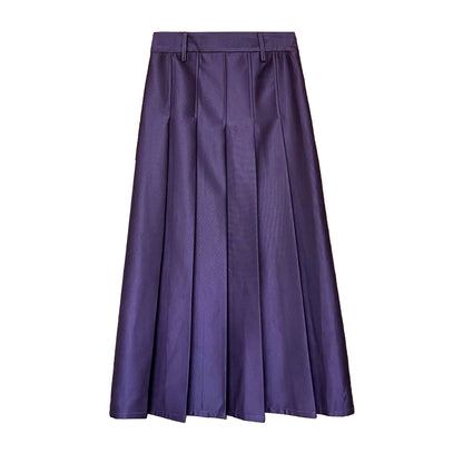 Purple high-end pleated skirt spring