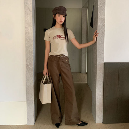 Cotton skin-friendly and thin straight jeans