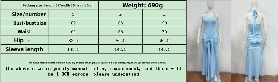 New fashion streamer splicing suspender long dress slim-fitting hip-wrapped European and American style neck dress dress