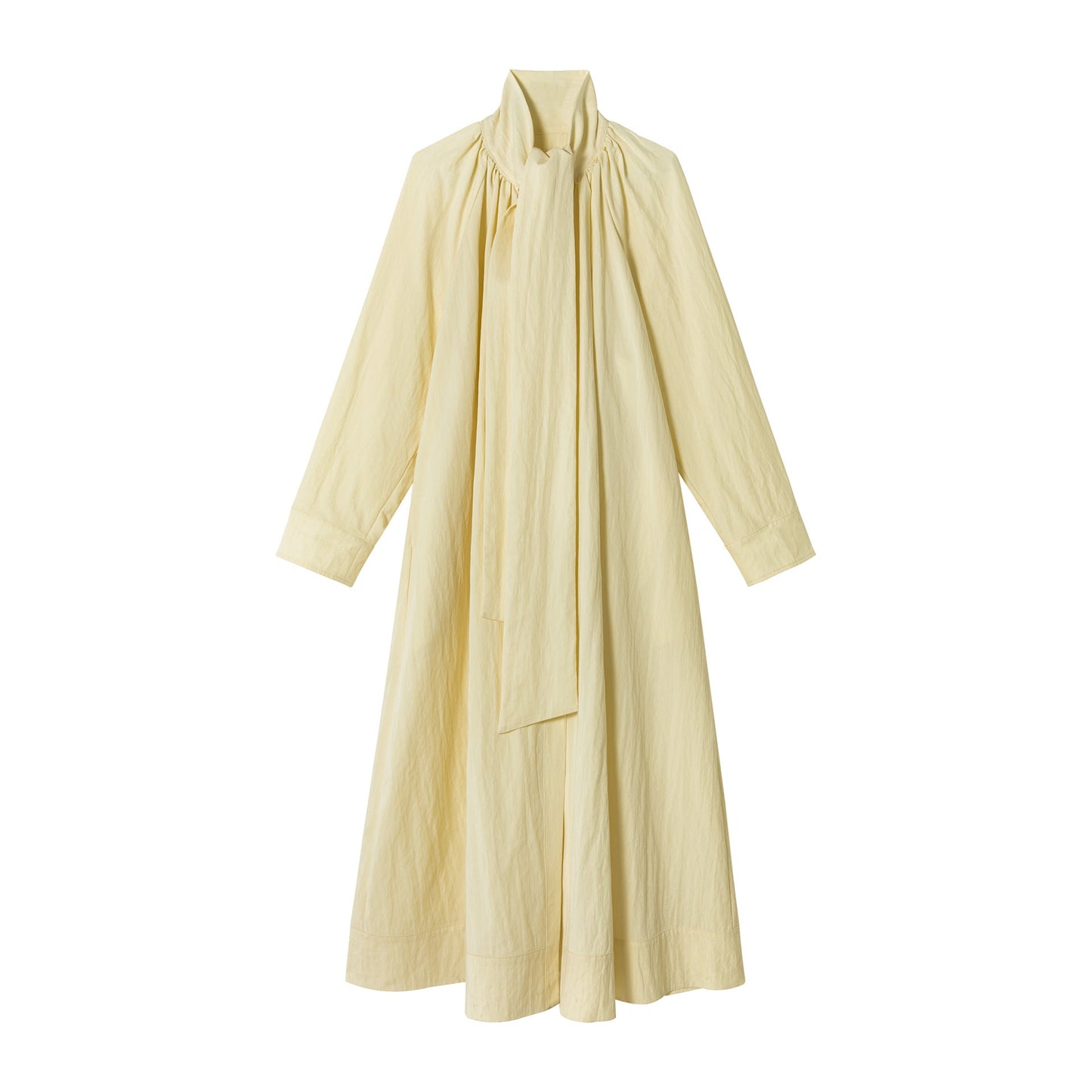 Spring commuting design sense Tencel streamer collar sense long trench coat