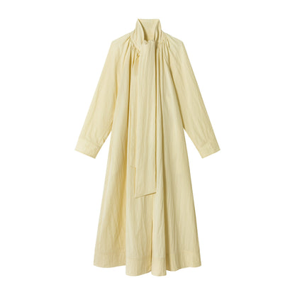 Spring commuting design sense Tencel streamer collar sense long trench coat