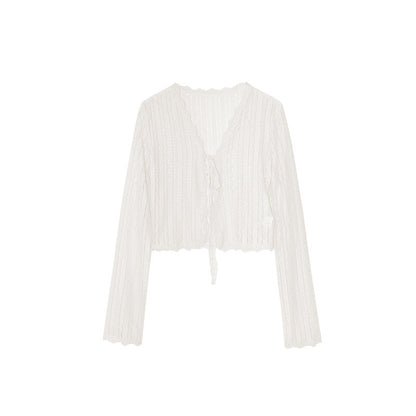 Thin Platycodon crochet long-sleeved lace cardigan women
