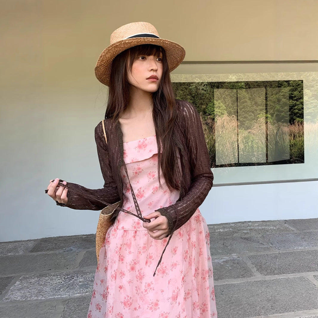 Thin Platycodon crochet long-sleeved lace cardigan women