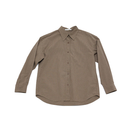Autumn new casual lapel retro small plaid pure cotton versatile medium and long shirt