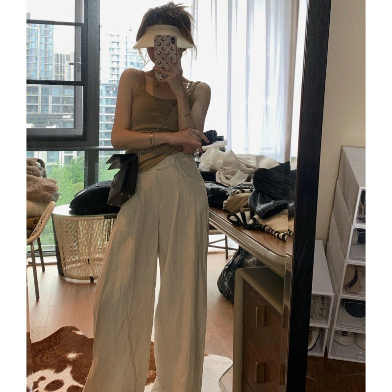 Thin linen wide-leg pants