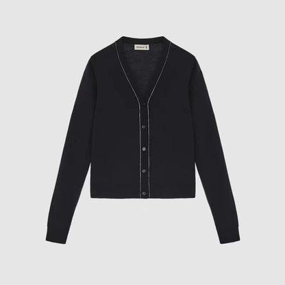 V-Neck Long Sleeve Cardigan Women Regular Fit Cashmere Knit Sweater