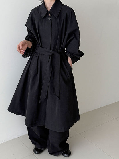 British Hepburn style high-end temperament trench coat women's autumn new simple strap coat