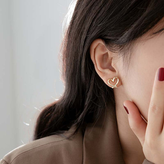 Daily commuting versatile love ear clips women can wear without pierced ears, no need to take off earrings when sleeping, temperament peach heart earrings