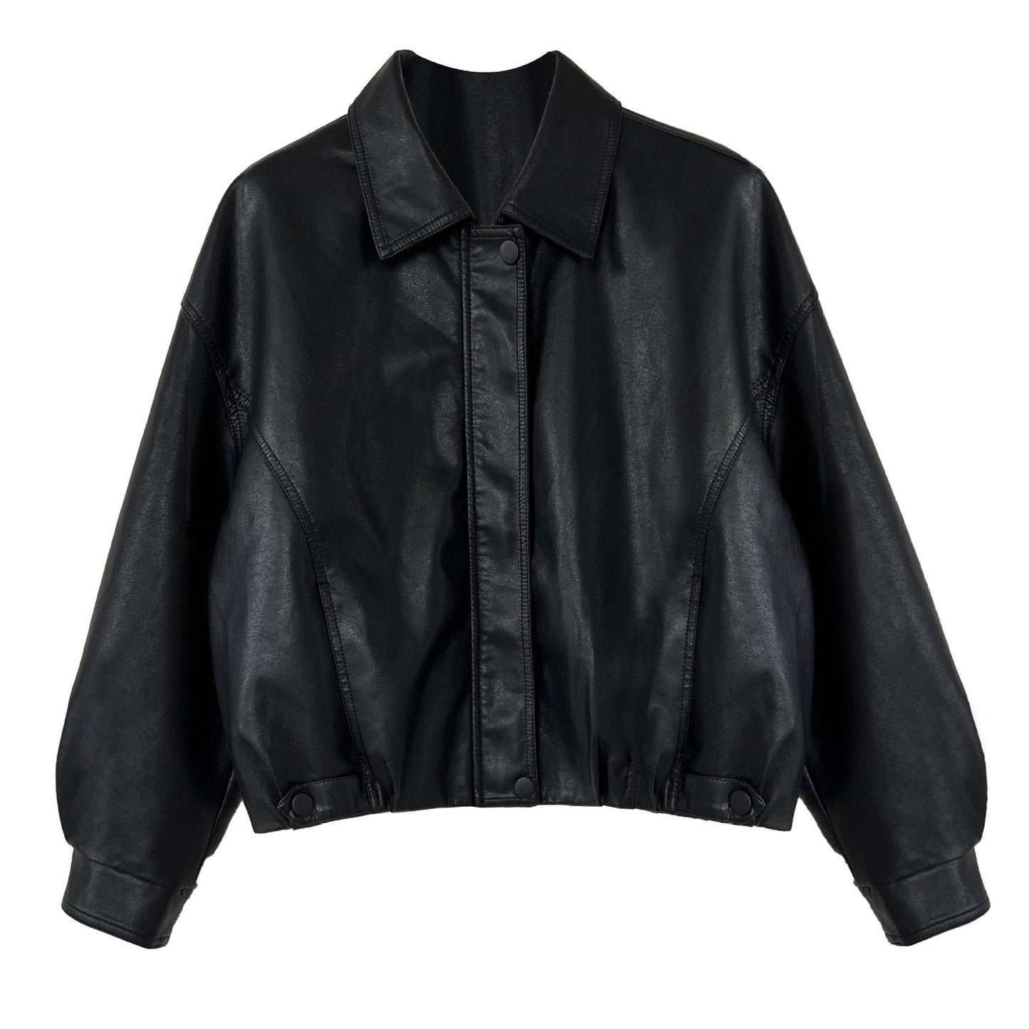 American high-end short pu leather jacket women's spring new fashion casual leather jacket