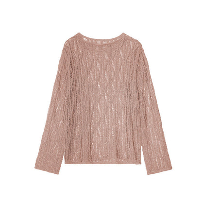Lazy and gentle style cut outlong sleevesloose sweater