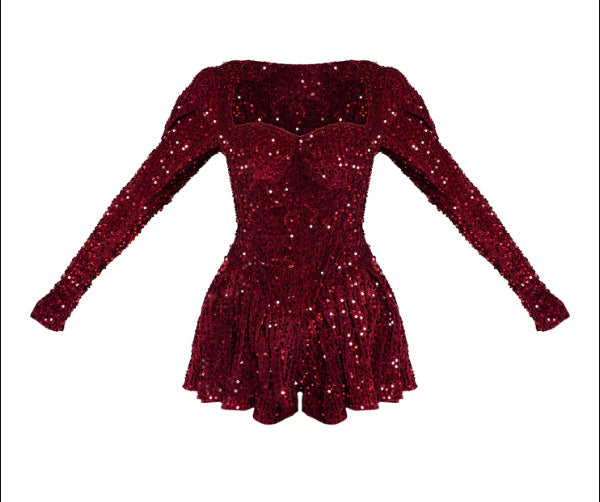 Sexy Sequin Long Sleeve Off-Shoulder Mini Dress