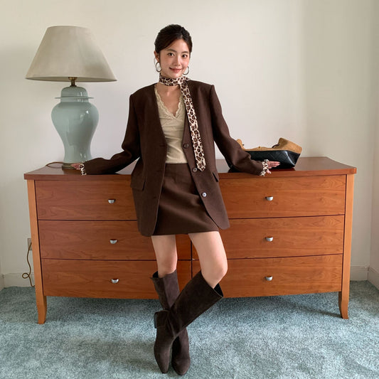 Women's Leopard Print V-Neck Pocket Loose Long Sleeve Blazer