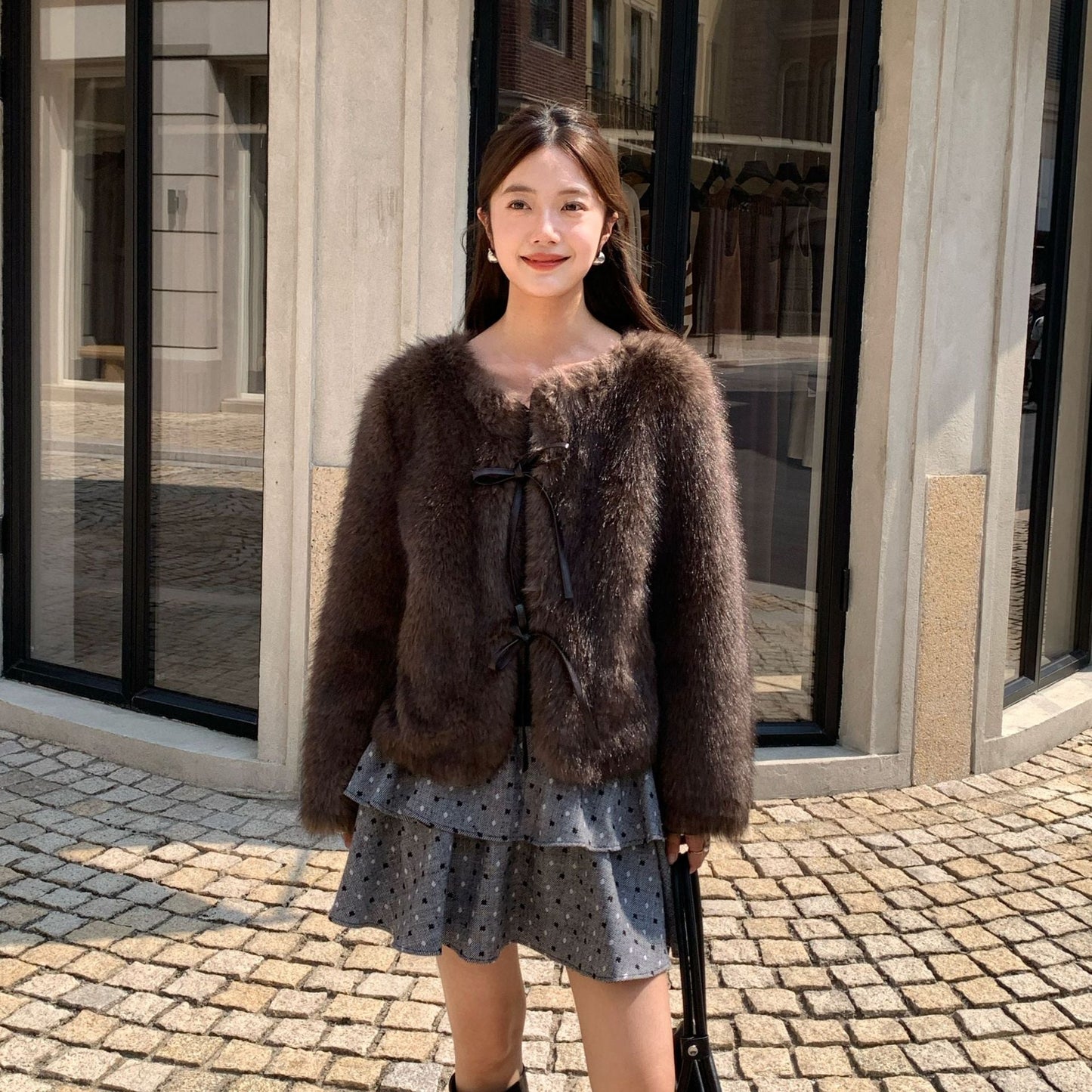 Imitation fur thickened warm fur integrated plush jacket