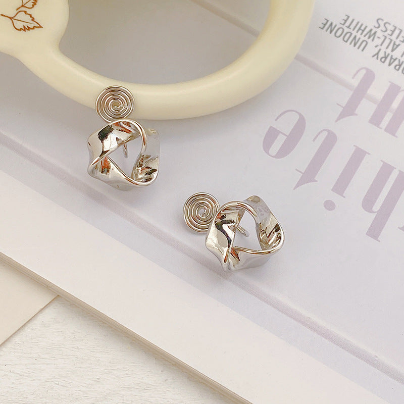 Tide mosquito coil disc ear clips, no ear piercings, white-collar temperament fashion earrings