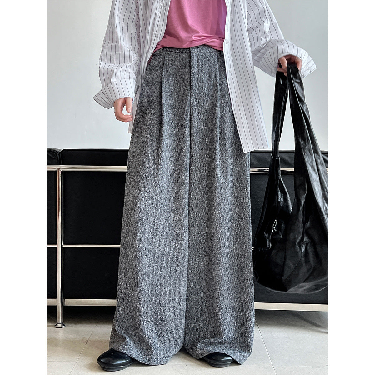 High waist, thin and loose, versatile wide-leg pants for women