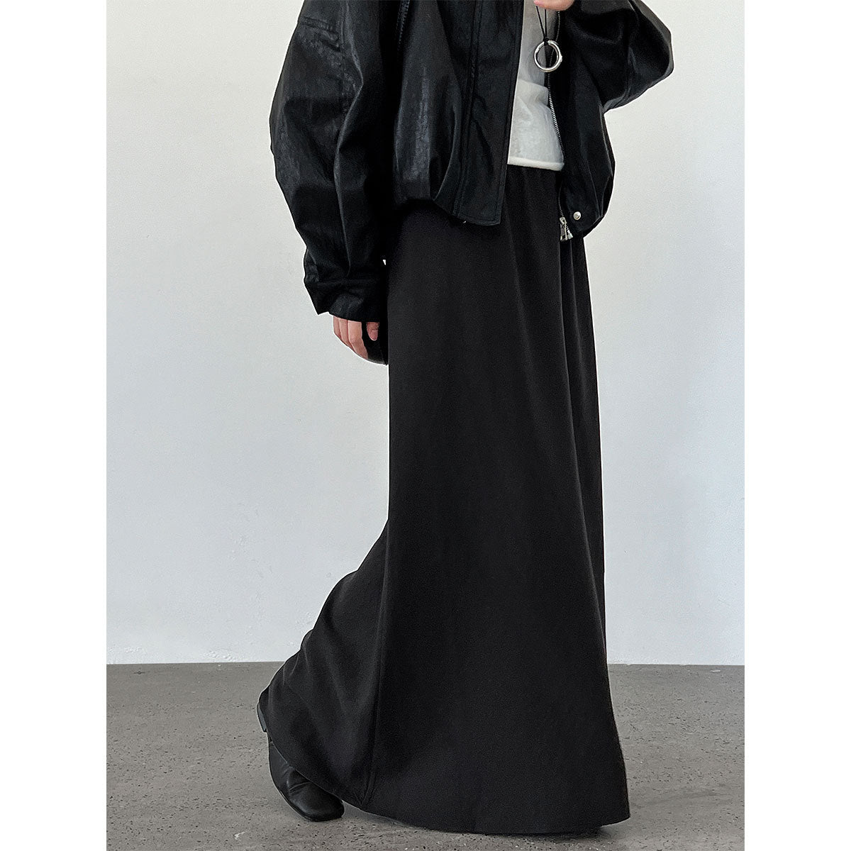 Premium drape~ Temperament high waist straight Tencel skirt autumn versatile and thin skirt
