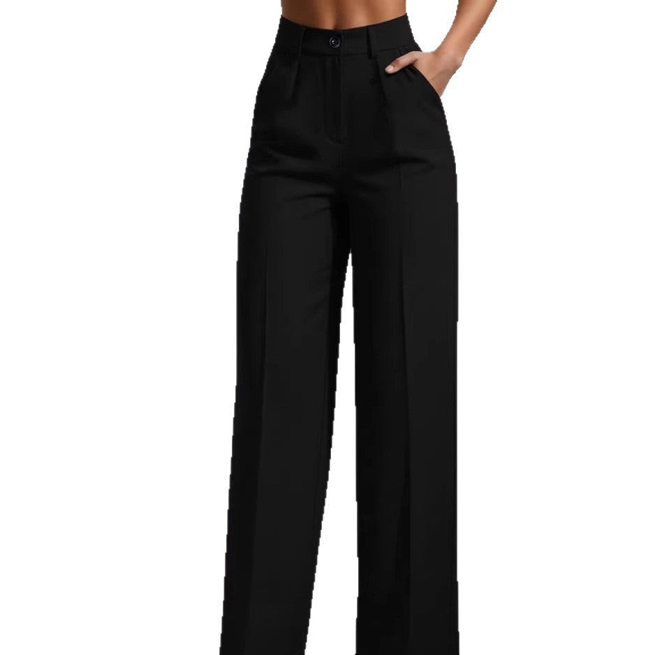 Women's new high waist drape straight simple casual women's trousers work trousers trousers