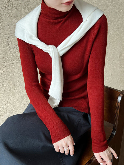 Simple knitted sweater women's new turtleneck wool bottoming shirt in autumn and winter