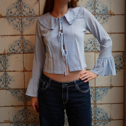 Stylish casual versatile lace-up shirt