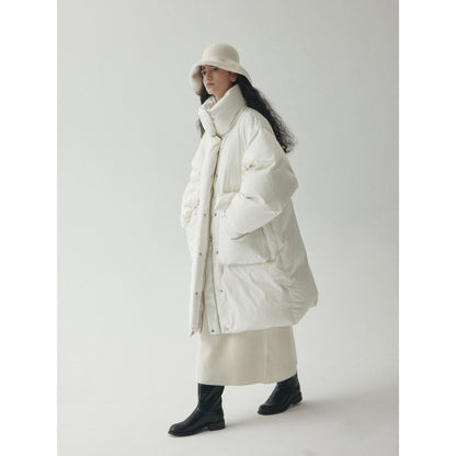 Winter 90 white duck down stand-up collar three-dimensional pocket down jacket