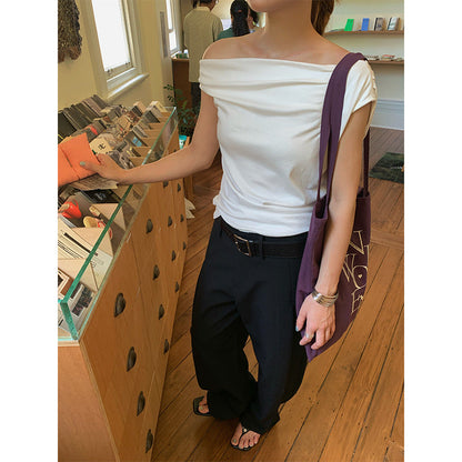 Lace-up sexy fashion off-the-shoulder celebrity vest