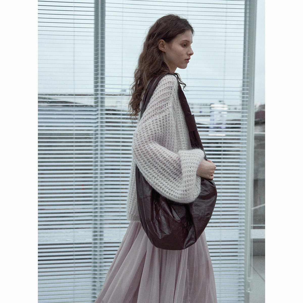 Hollow Mahai wool knitted cardigan daily commute soft waxy skin-friendly versatile jacket