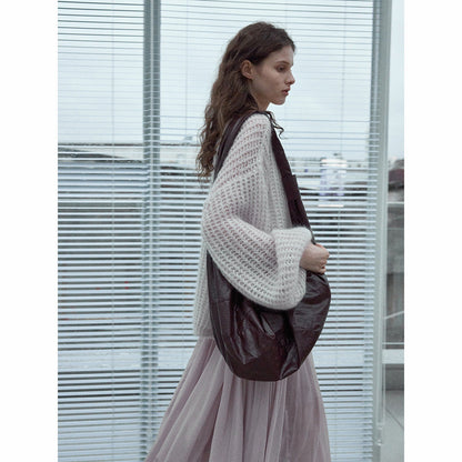 Hollow Mahai wool knitted cardigan daily commute soft waxy skin-friendly versatile jacket