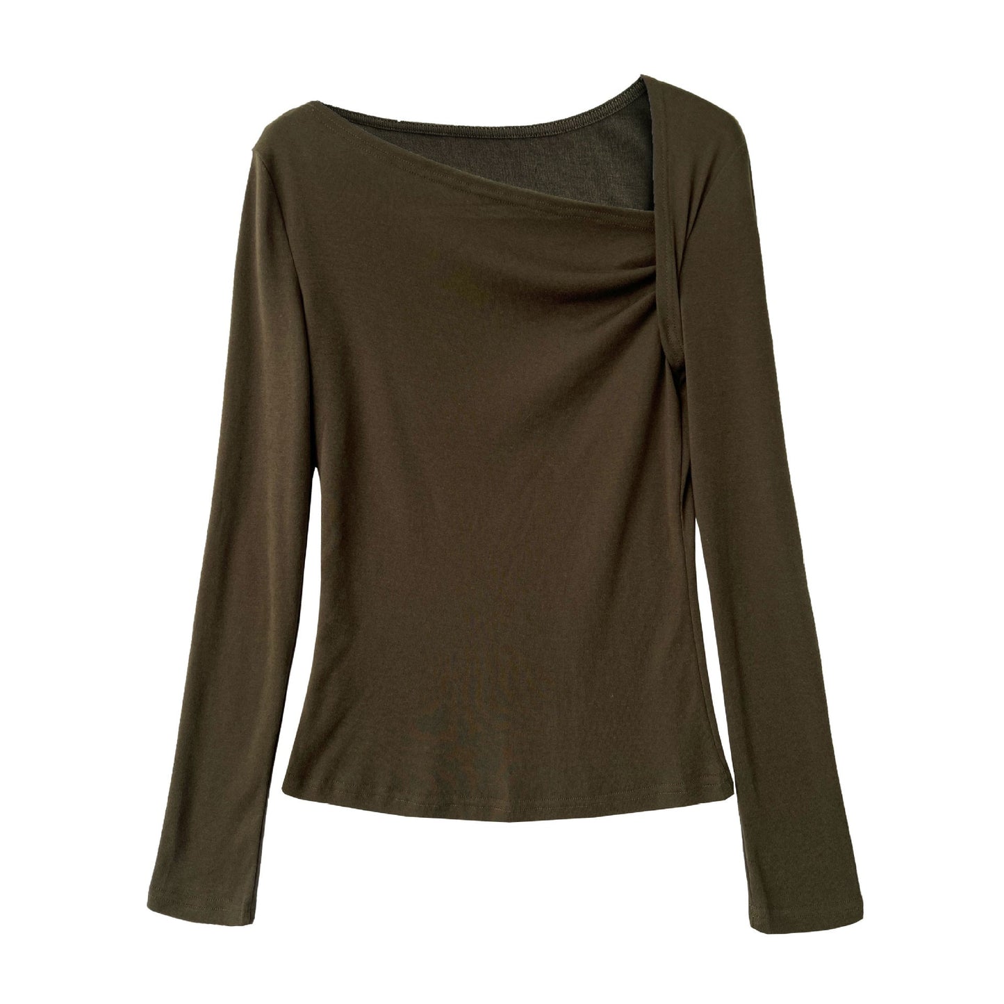 Slash shoulder design pleated bottoming shirt