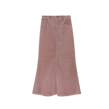 Corduroy hip-wrapped one-step skirt high-waisted fishtail skirt