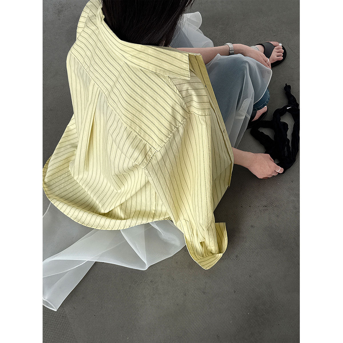 Korean lazy wind pinstripe shirt women's spring new versatile and thin sunscreen jacket