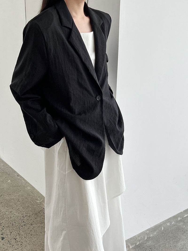 Imitation linen Japanese casual one-button blazer women's summer new light and thin sunscreen top