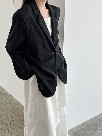 Imitation linen Japanese casual one-button blazer women's summer new light and thin sunscreen top