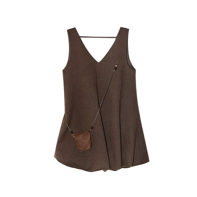 Temperament age-reducing deerskin velvet vest dress