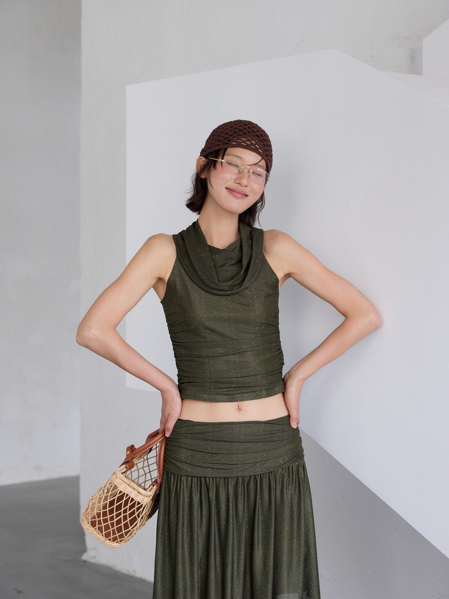 Galaxy Bright Polka Dot Mesh Stack Collar Vest
