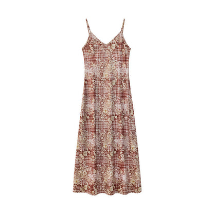 Skinny V-neck suspender dress