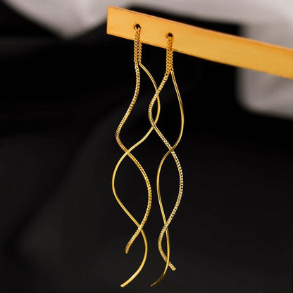 New Wave Earrings Women's Light Luxury Niche Design Sense Long Geometric Earrings Fashion Commuter Long Fringed Earrings