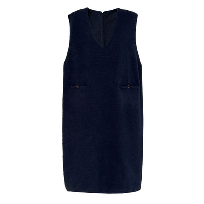 Korean design back button lazy knitted vest skirt women's autumn medium and long sweater skirt