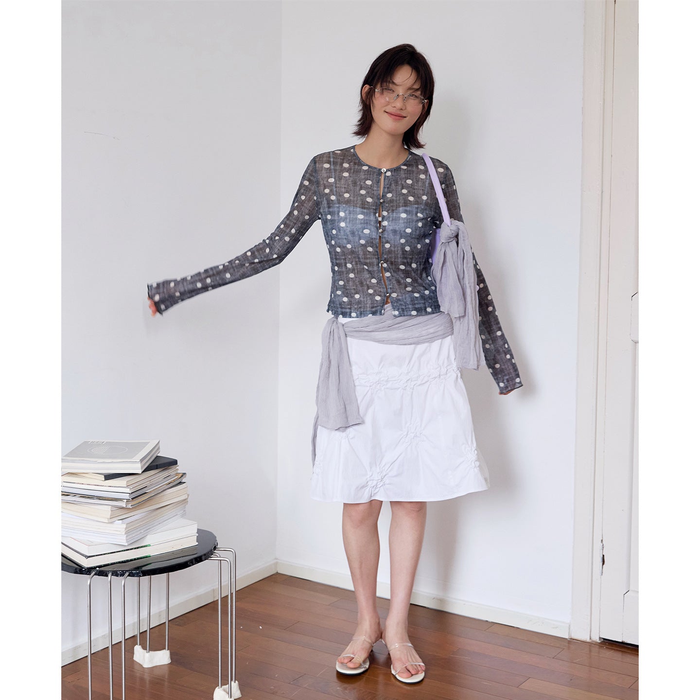 Fold on top of long-sleeved top